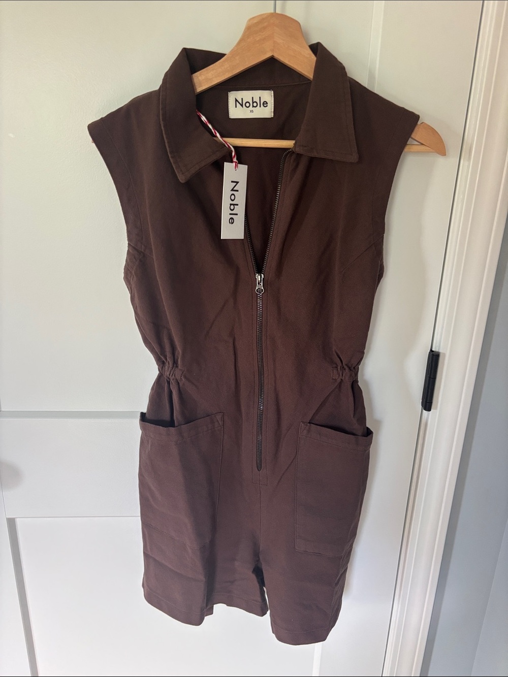 Noble Brown Sleeveless Zip Romper